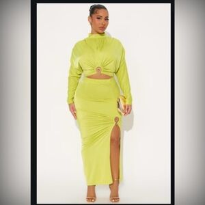 🆕 Long Sleeve Ruched Skirt Set NWT